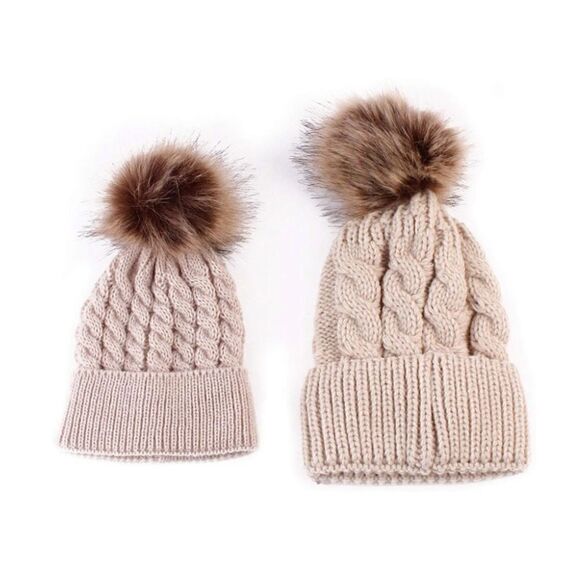 ?Mom-Baby Beanies Set?NEW 